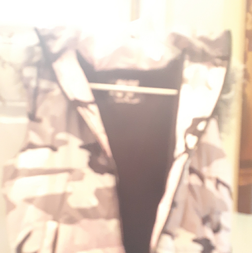 Pink camouflage fur hood vest